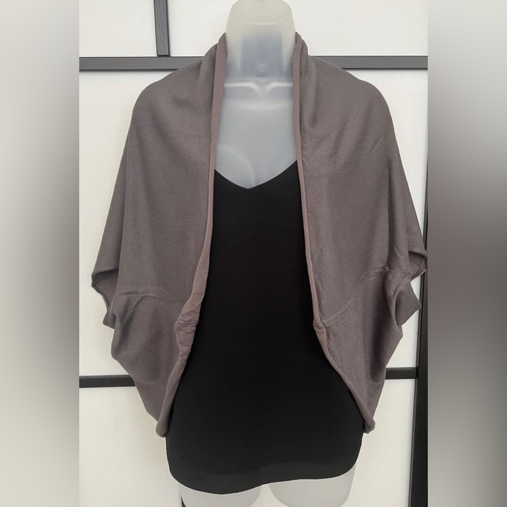 ZARA Gray Knit Shawl Open Dolman Shrug Wrap Sweater Medium Oversize Cocoon